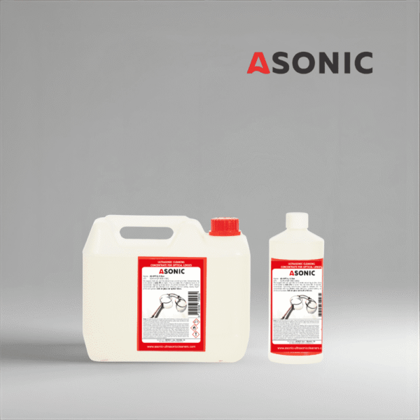 ASONIC AS-OPT detergent u kanistrima od 1L, 5L i 25L za ultrazvučno čiščenje optičkih sočiva.